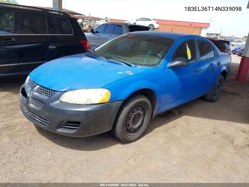 2004 Dodge Stratus Se VIN: 1B3EL36T14N339098 Lot: 41929269