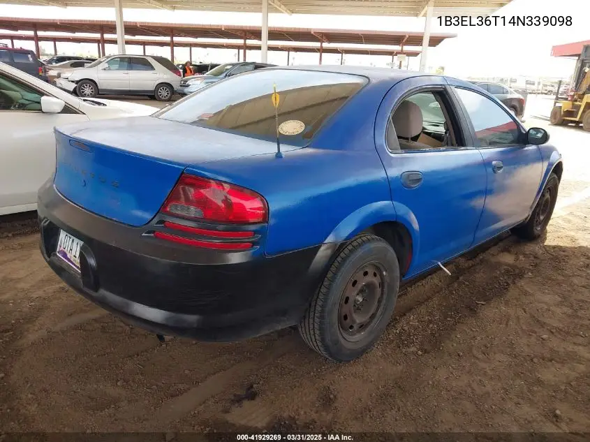 2004 Dodge Stratus Se VIN: 1B3EL36T14N339098 Lot: 41929269