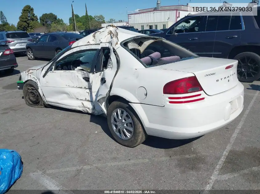 2004 Dodge Stratus Se VIN: 1B3EL36JX4N379033 Lot: 41946510