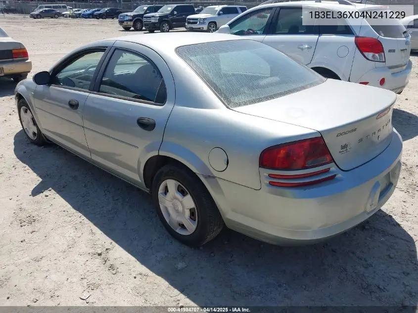 2004 Dodge Stratus Se VIN: 1B3EL36X04N241229 Lot: 41984707