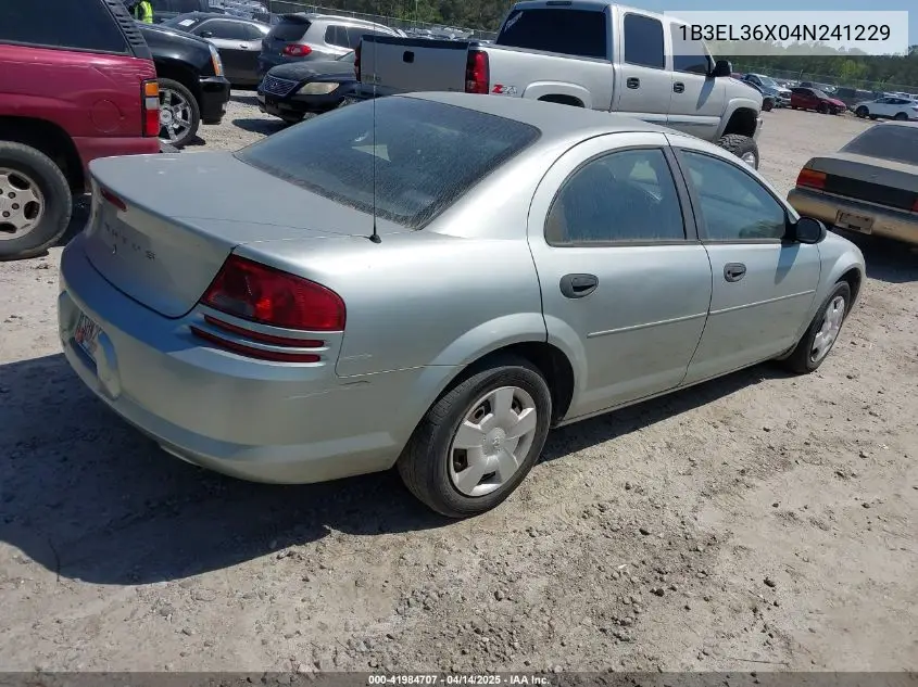 2004 Dodge Stratus Se VIN: 1B3EL36X04N241229 Lot: 41984707