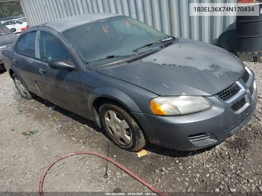 2004 Dodge Stratus Se VIN: 1B3EL36X74N170434 Lot: 42035882