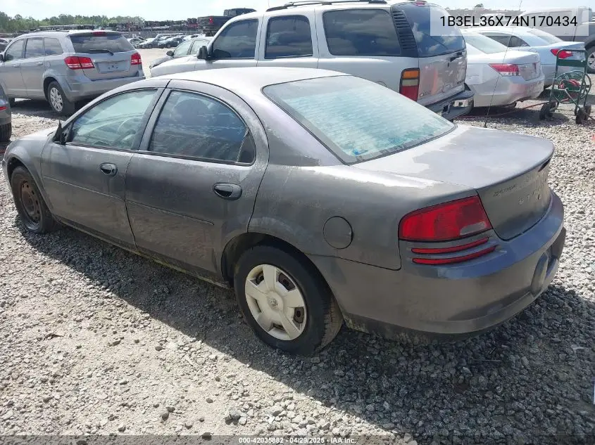 2004 Dodge Stratus Se VIN: 1B3EL36X74N170434 Lot: 42035882
