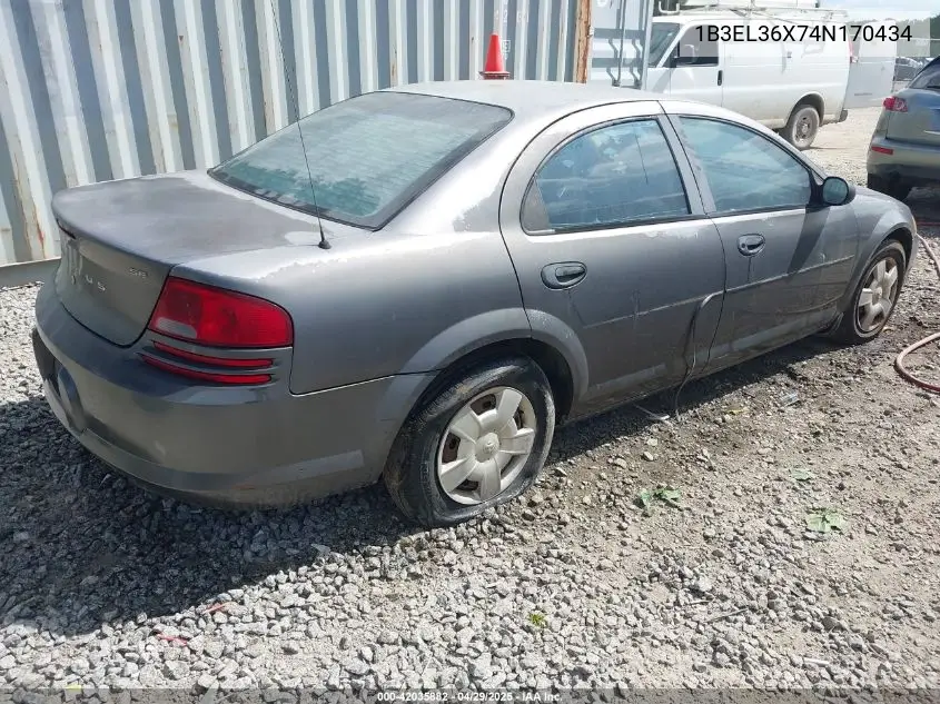 2004 Dodge Stratus Se VIN: 1B3EL36X74N170434 Lot: 42035882