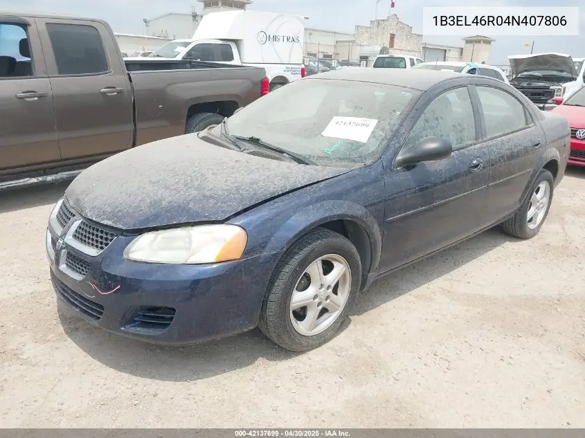 2004 Dodge Stratus Sxt VIN: 1B3EL46R04N407806 Lot: 42137699