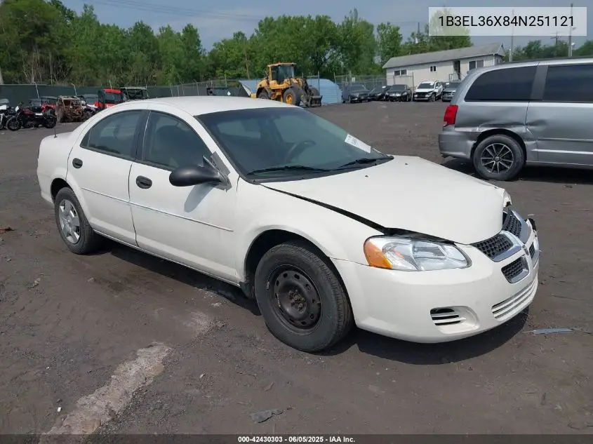 2004 Dodge Stratus Se VIN: 1B3EL36X84N251121 Lot: 42430303