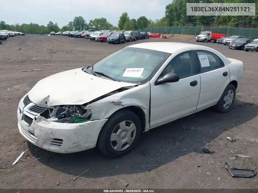 2004 Dodge Stratus Se VIN: 1B3EL36X84N251121 Lot: 42430303