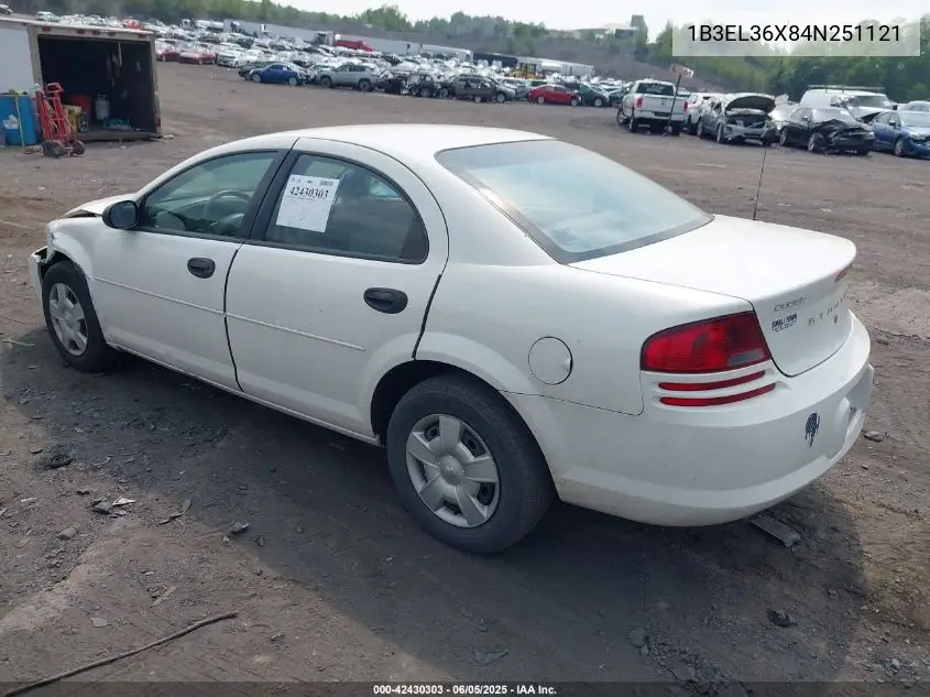 2004 Dodge Stratus Se VIN: 1B3EL36X84N251121 Lot: 42430303