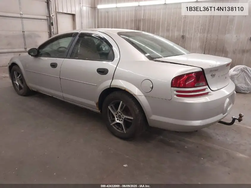 2004 Dodge Stratus Se VIN: 1B3EL36T14N138110 Lot: 42432069