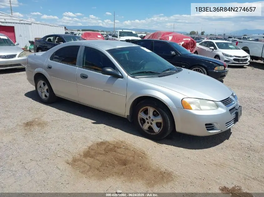 2004 Dodge Stratus Se VIN: 1B3EL36R84N274657 Lot: 42572364