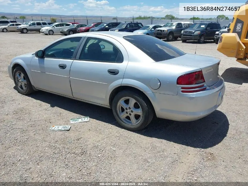 2004 Dodge Stratus Se VIN: 1B3EL36R84N274657 Lot: 42572364