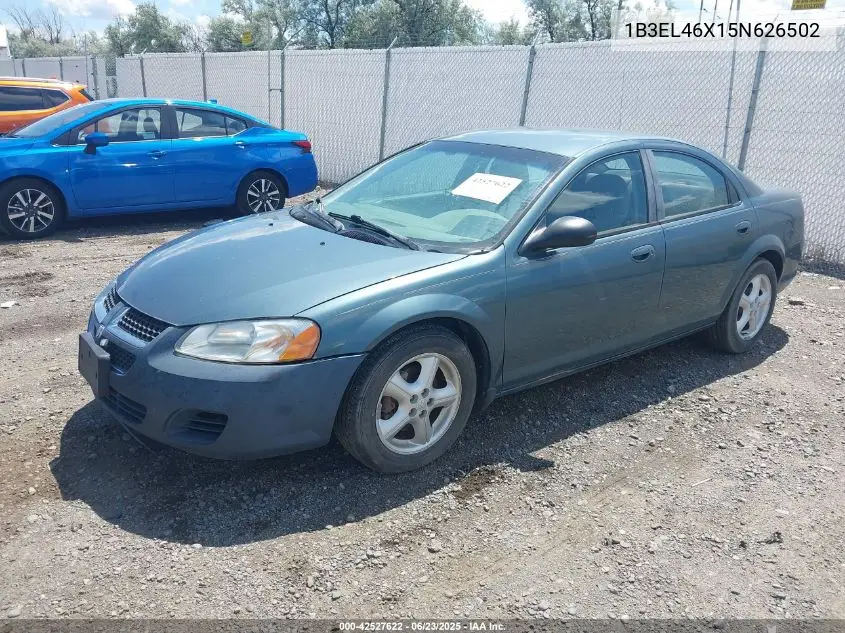 2005 Dodge Stratus Sxt VIN: 1B3EL46X15N626502 Lot: 42527622