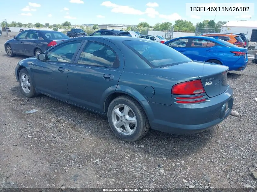 2005 Dodge Stratus Sxt VIN: 1B3EL46X15N626502 Lot: 42527622