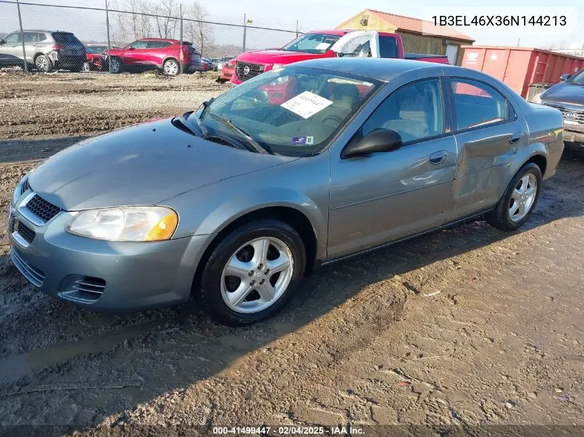 2006 Dodge Stratus Sxt VIN: 1B3EL46X36N144213 Lot: 41499447