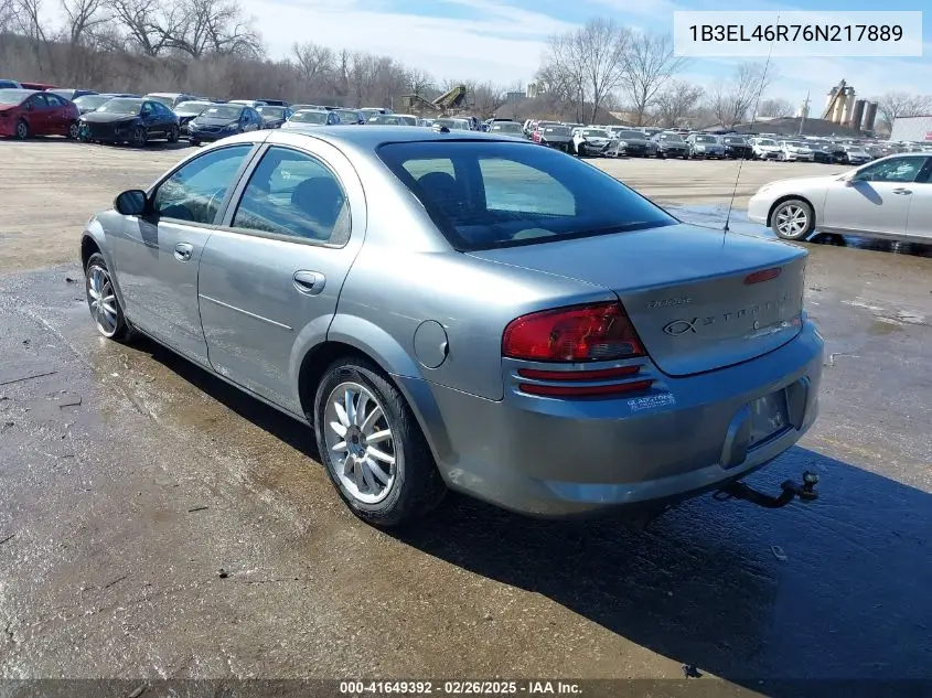 2006 Dodge Stratus Sxt VIN: 1B3EL46R76N217889 Lot: 41649392