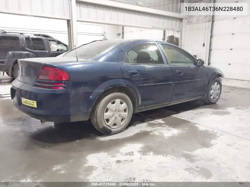 2006 Dodge Stratus Sxt VIN: 1B3AL46T36N228480 Lot: 41725888