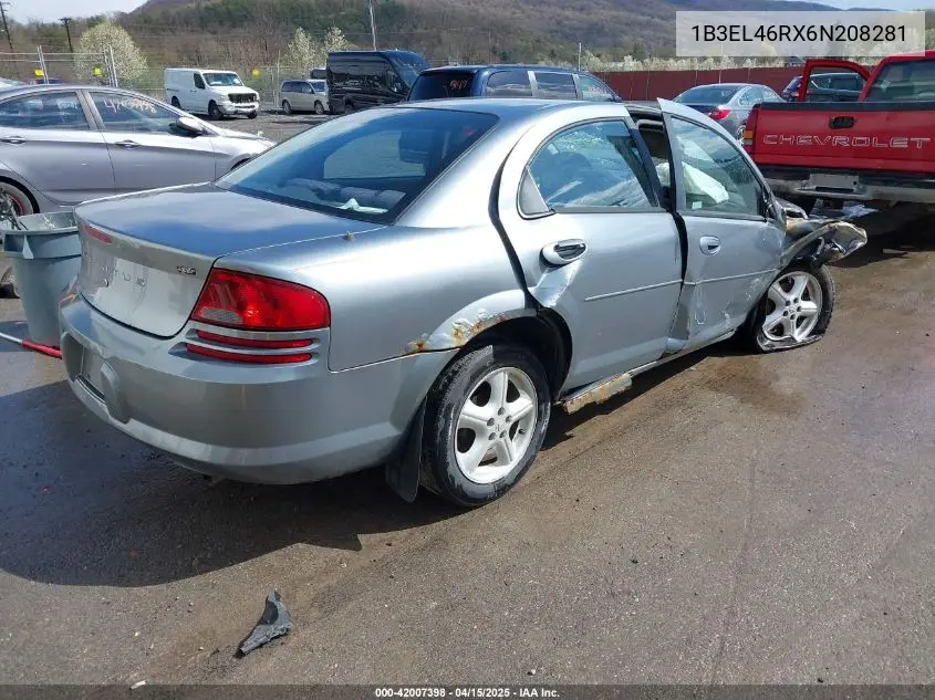 2006 Dodge Stratus Sxt VIN: 1B3EL46RX6N208281 Lot: 42007398