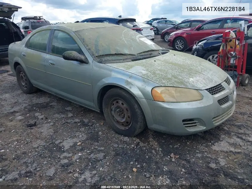 2006 Dodge Stratus Sxt VIN: 1B3AL46TX6N228184 Lot: 42157846
