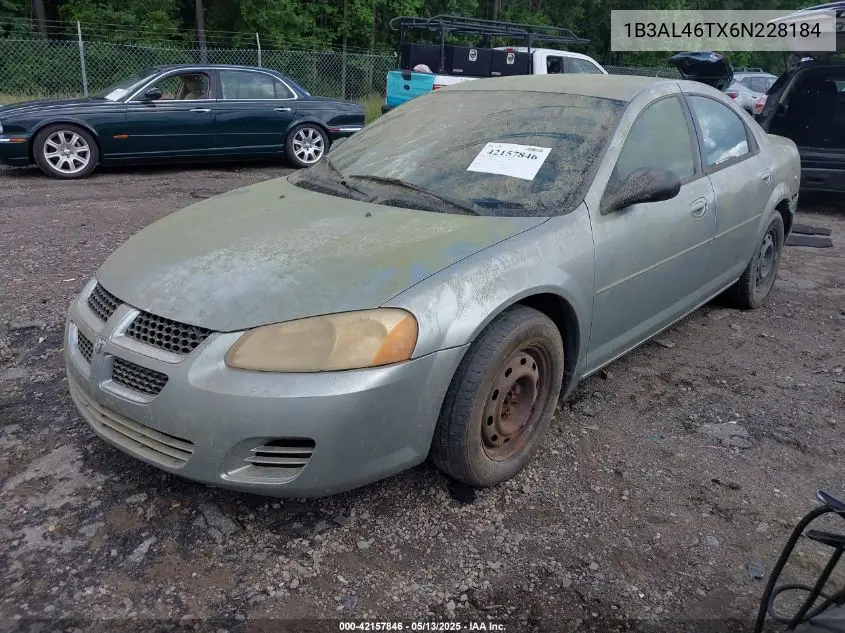 2006 Dodge Stratus Sxt VIN: 1B3AL46TX6N228184 Lot: 42157846