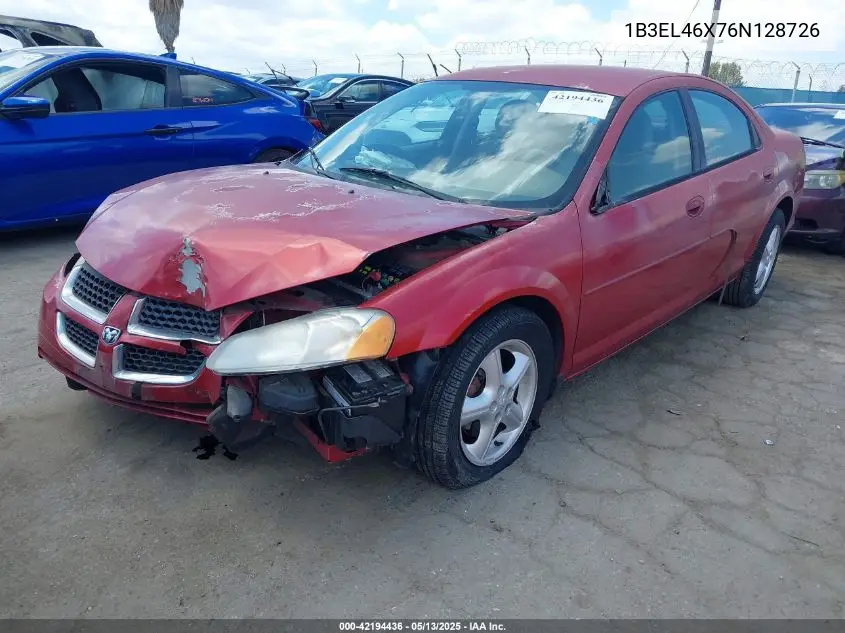 2006 Dodge Stratus Sxt VIN: 1B3EL46X76N128726 Lot: 42194436