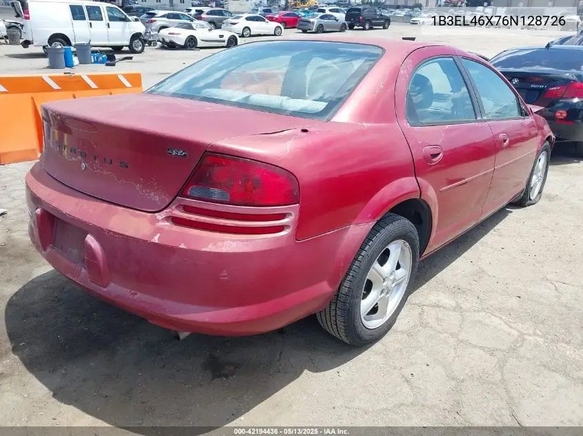 2006 Dodge Stratus Sxt VIN: 1B3EL46X76N128726 Lot: 42194436
