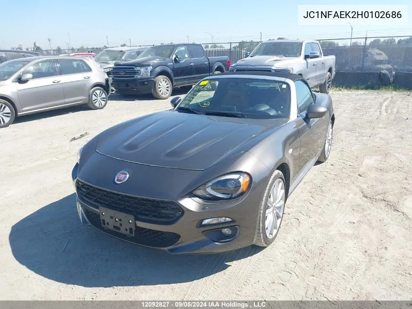 2017 Fiat 124 Spider Classica/Lusso/Abarth VIN: JC1NFAEK2H0102686 Lot: 12092827