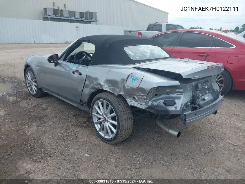 2017 Fiat 124 Spider Lusso VIN: JC1NFAEK7H0122111 Lot: 39891876