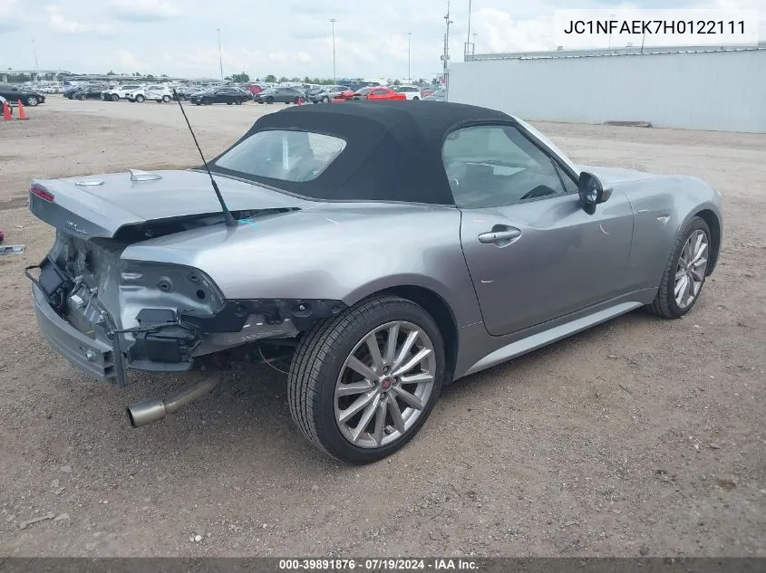 2017 Fiat 124 Spider Lusso VIN: JC1NFAEK7H0122111 Lot: 39891876