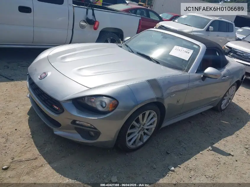 2017 Fiat 124 Spider Lusso VIN: JC1NFAEK6H0106689 Lot: 42427388