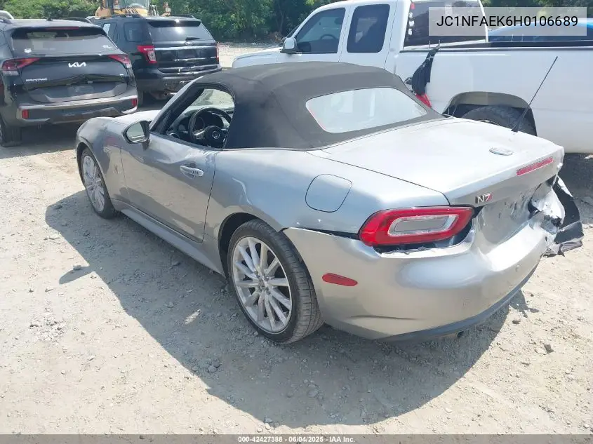 2017 Fiat 124 Spider Lusso VIN: JC1NFAEK6H0106689 Lot: 42427388