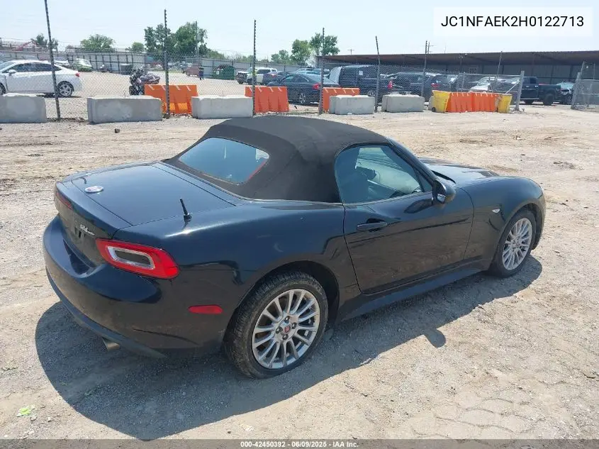 2017 Fiat 124 Spider Classica VIN: JC1NFAEK2H0122713 Lot: 42450392