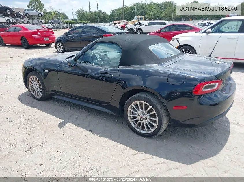 2018 Fiat 124 Spider Classica VIN: JC1NFAEK9J0135240 Lot: 40151575