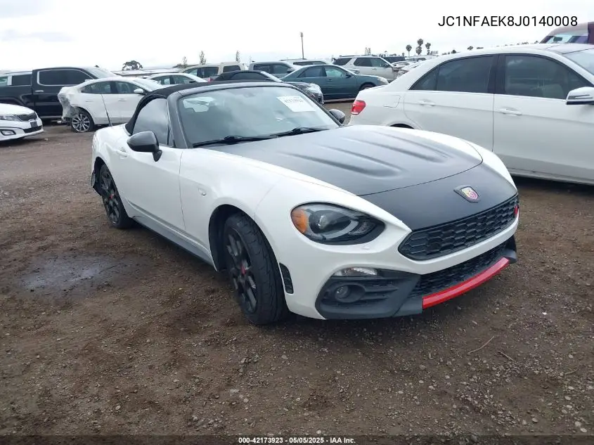 2018 Fiat 124 Spider Abarth VIN: JC1NFAEK8J0140008 Lot: 42173923