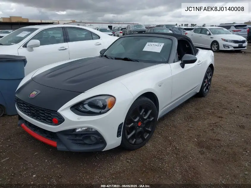 2018 Fiat 124 Spider Abarth VIN: JC1NFAEK8J0140008 Lot: 42173923