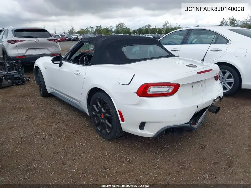 2018 Fiat 124 Spider Abarth VIN: JC1NFAEK8J0140008 Lot: 42173923