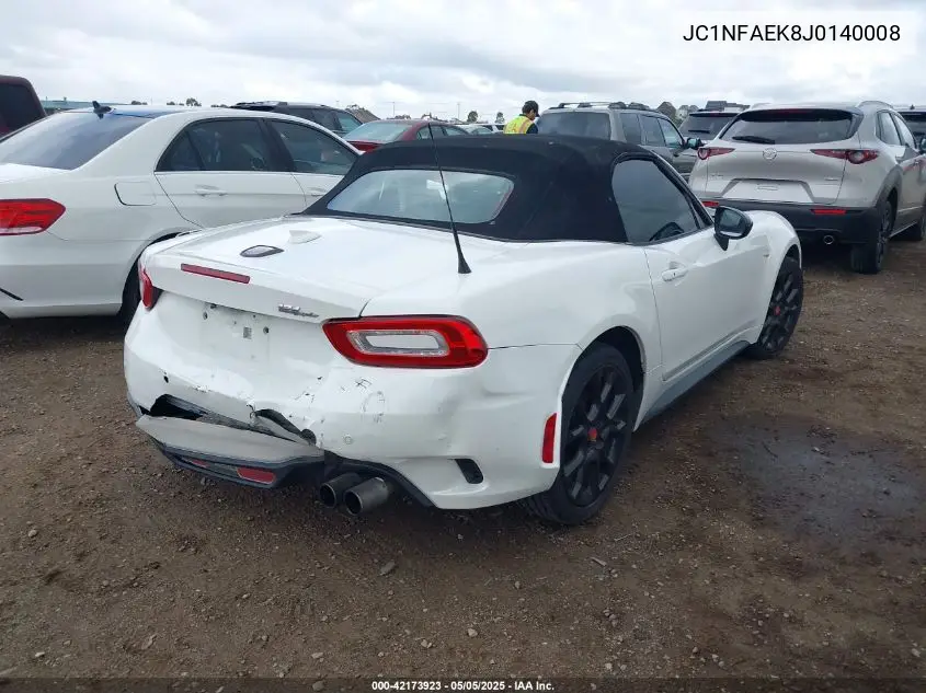 2018 Fiat 124 Spider Abarth VIN: JC1NFAEK8J0140008 Lot: 42173923