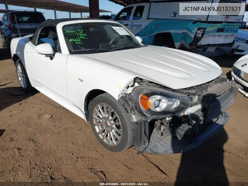 2018 Fiat 124 Spider Classica VIN: JC1NFAEK9J0137571 Lot: 42333604
