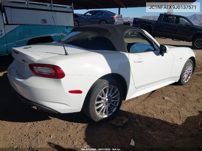 2018 Fiat 124 Spider Classica VIN: JC1NFAEK9J0137571 Lot: 42333604
