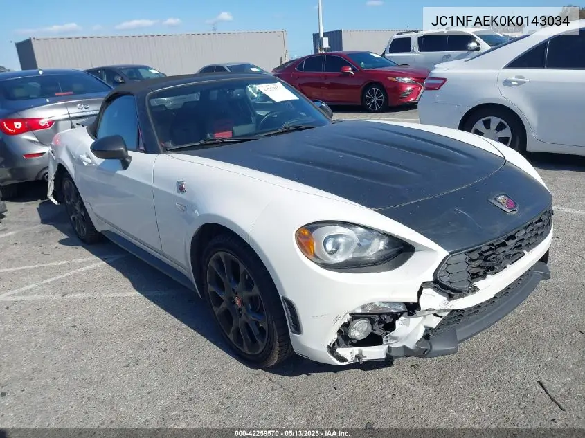 2019 Fiat 124 Spider Abarth VIN: JC1NFAEK0K0143034 Lot: 42259570