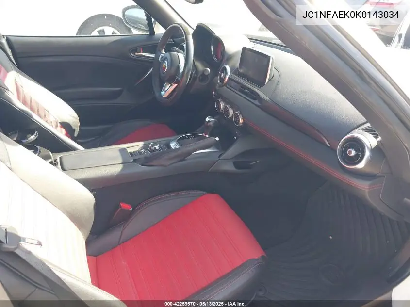 2019 Fiat 124 Spider Abarth VIN: JC1NFAEK0K0143034 Lot: 42259570