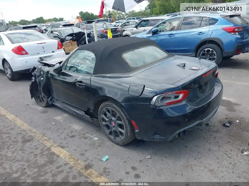 2019 Fiat 124 Spider Abarth VIN: JC1NFAEK6K0143491 Lot: 42639003