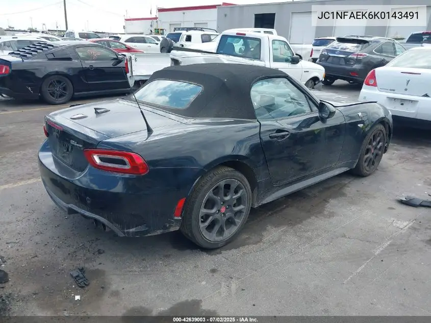 2019 Fiat 124 Spider Abarth VIN: JC1NFAEK6K0143491 Lot: 42639003