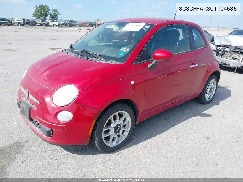 2012 Fiat 500 Pop VIN: 3C3CFFAR3CT104635 Lot: 42467654