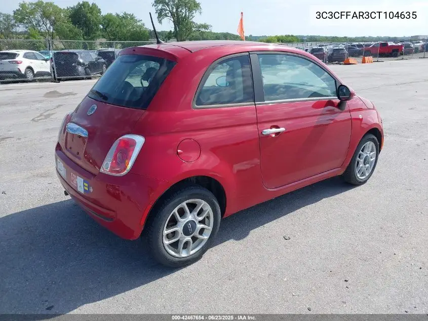 2012 Fiat 500 Pop VIN: 3C3CFFAR3CT104635 Lot: 42467654