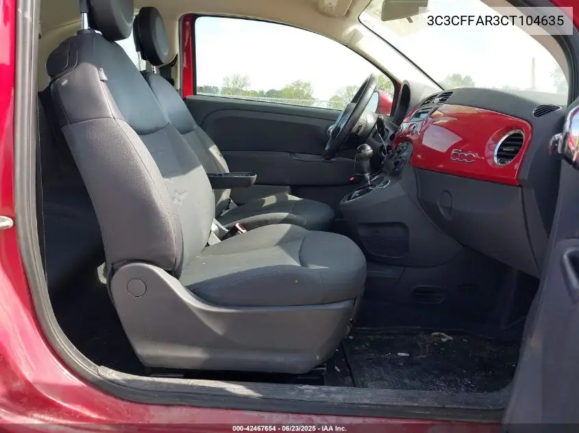 2012 Fiat 500 Pop VIN: 3C3CFFAR3CT104635 Lot: 42467654