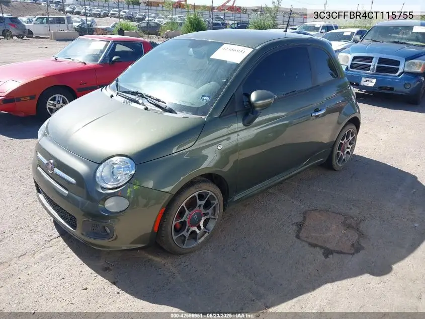 2012 Fiat 500 Sport VIN: 3C3CFFBR4CT115755 Lot: 42556951