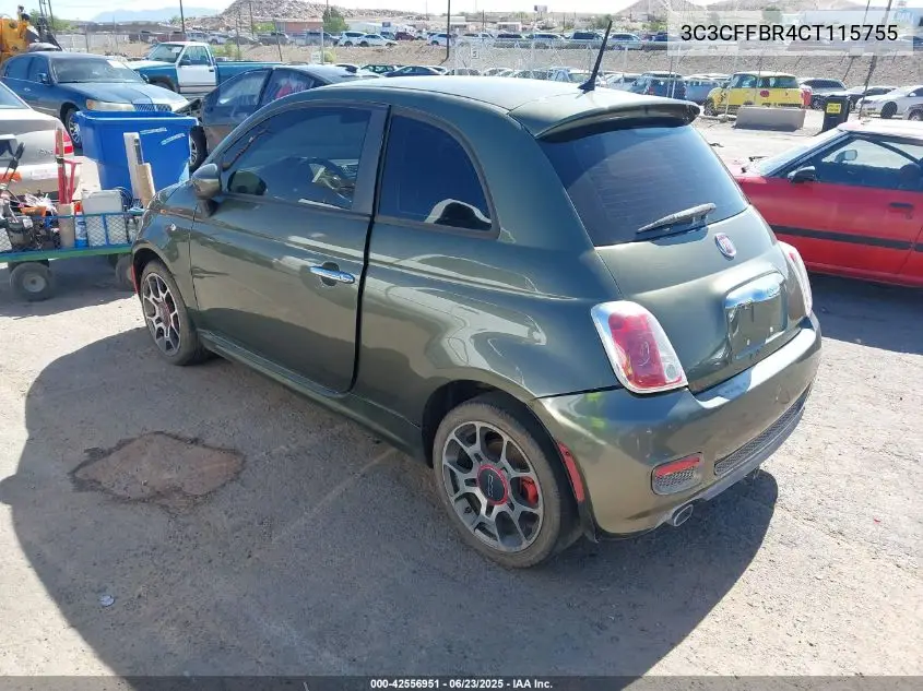 2012 Fiat 500 Sport VIN: 3C3CFFBR4CT115755 Lot: 42556951