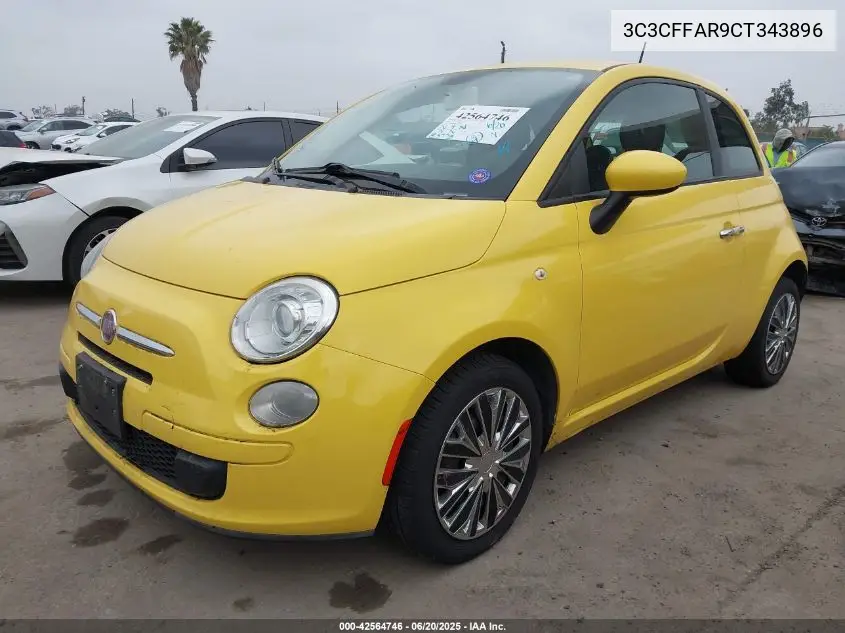 2012 Fiat 500 Pop VIN: 3C3CFFAR9CT343896 Lot: 42564746