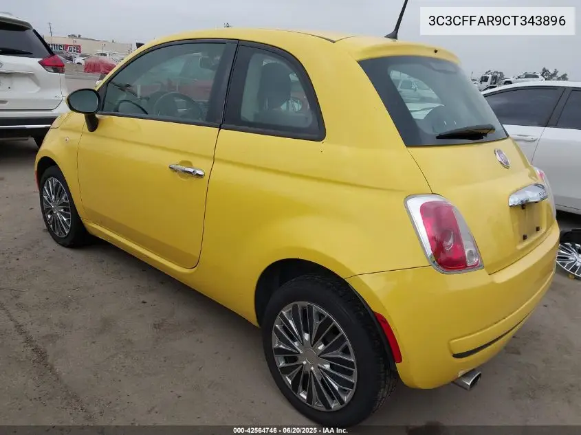 2012 Fiat 500 Pop VIN: 3C3CFFAR9CT343896 Lot: 42564746