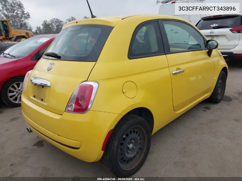 2012 Fiat 500 Pop VIN: 3C3CFFAR9CT343896 Lot: 42564746